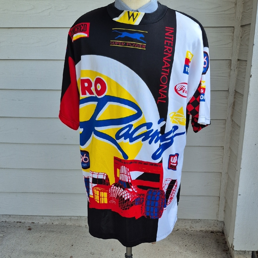 WICKED Pro Racing Abstract Pattern Mens XXL Racing Jersey Shirt VTG RARE